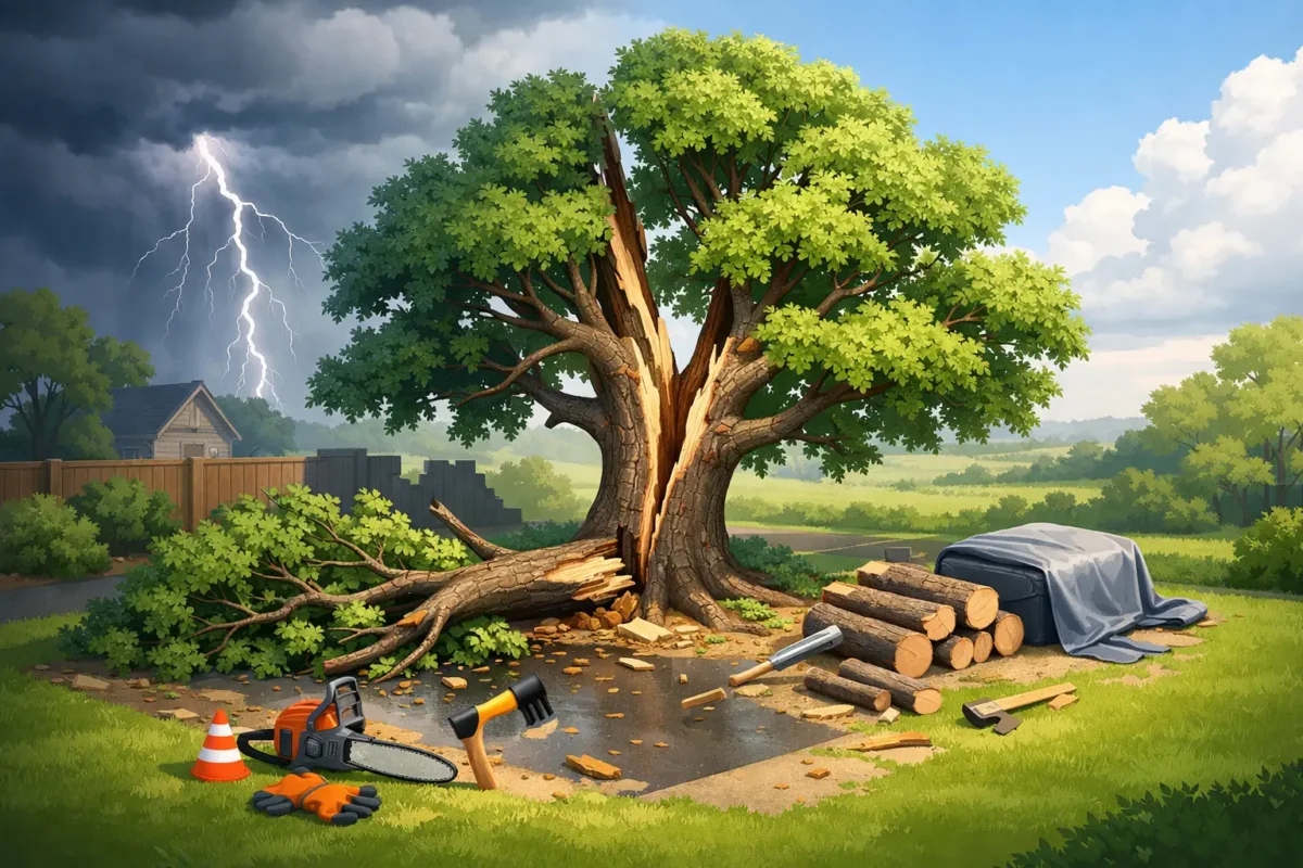 Storm Split Oak Tree Example: What to Do