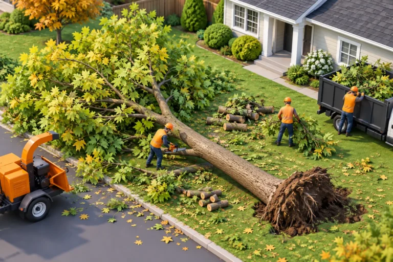 Windthrown Maple Cleanup After Severe Storms